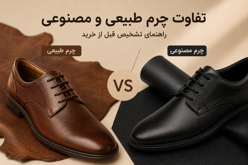 تفاوت چرم طبیعی و چرم مصنوعی؛ راهنمای کامل تشخیص قبل از خرید کفش چرم !