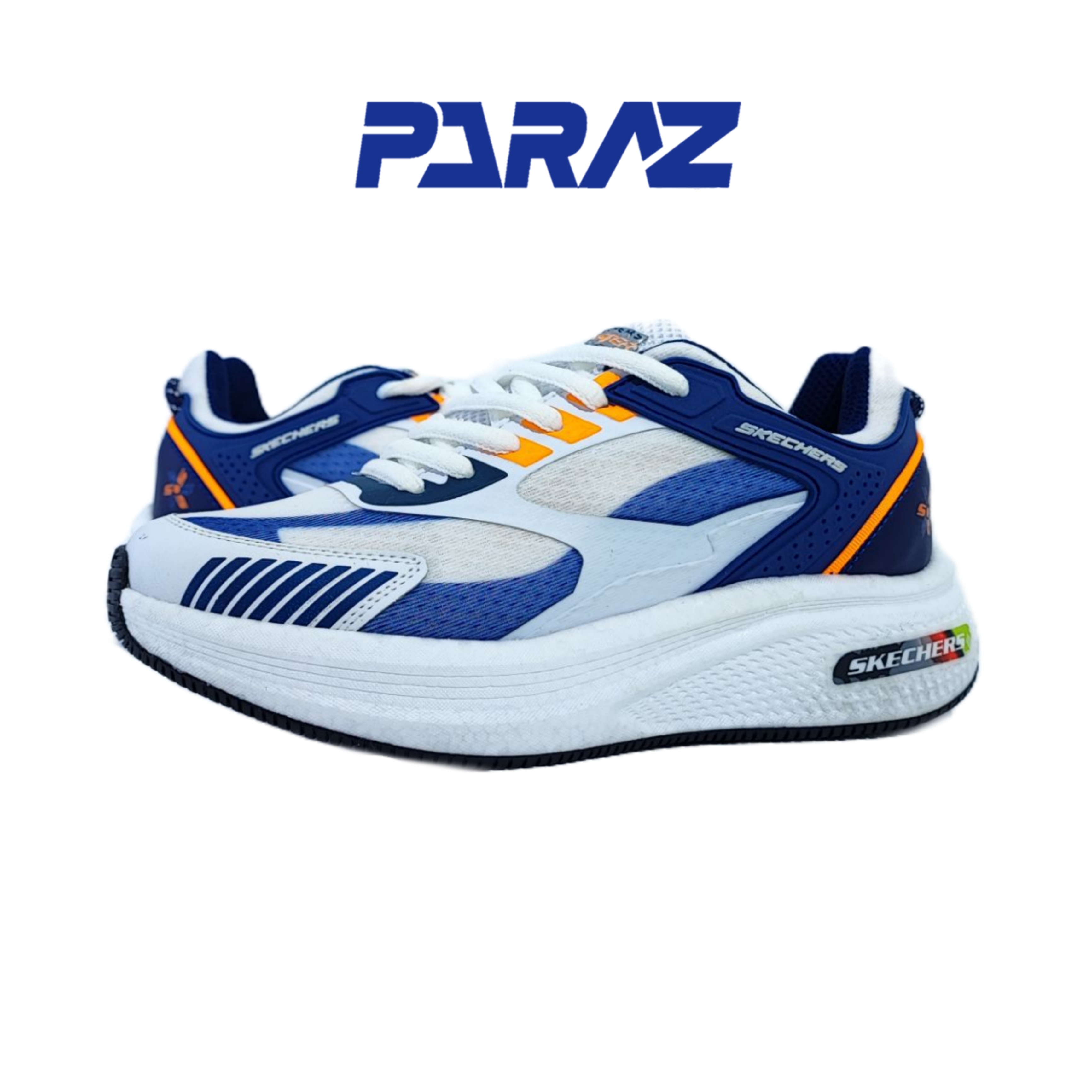 کفش اسپرت و روزمره مردانه برند اسکچرز Skechers مدل مانستر مشکی سفید آبی