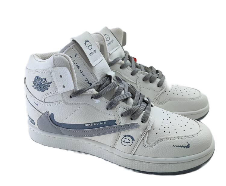 کفش اسپرت زنانه و پسرانه مدل نایکی تراویس ساقدار nike Travis سفید طوسی