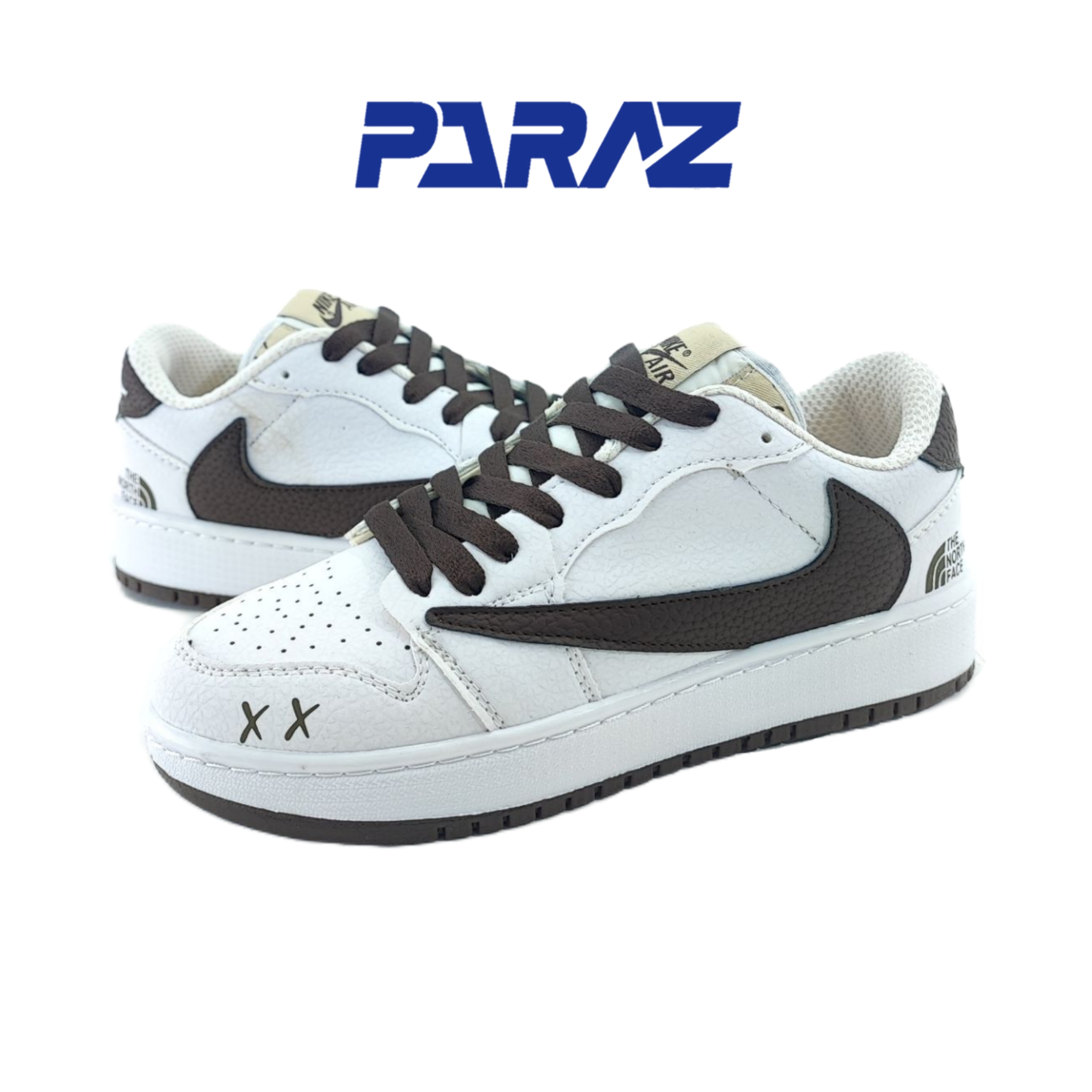 کفش اسپرت زنانه و پسرانه مدل نایکی تراویس nike Travis سفید موکا با بند اضافه