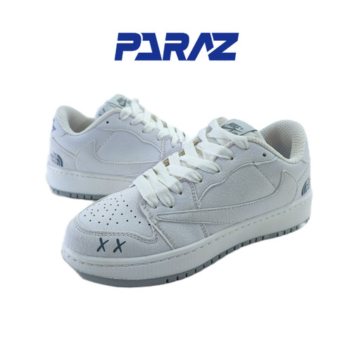 کفش اسپرت زنانه و پسرانه مدل نایکی تراویس nike Travis تمام سفید با بند اضافه