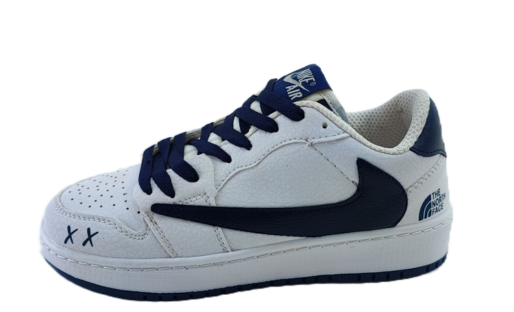 کفش اسپرت زنانه و پسرانه مدل نایکی تراویس nike Travis سفید آبی با بند اضافه